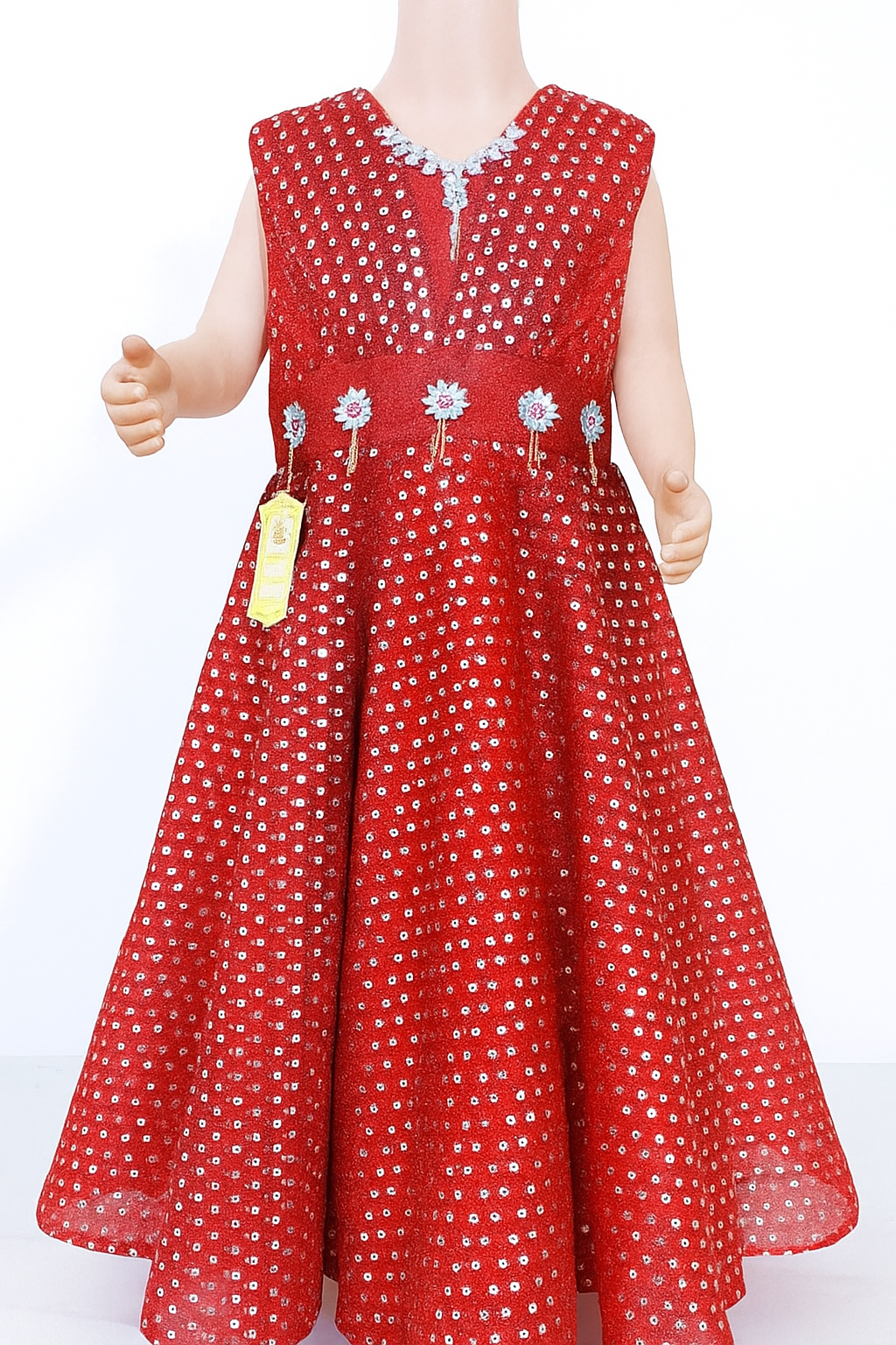 Elegant Sleeveless Red Sequin Party Gown for Girls – Sparkling Formal Dress for Weddings, Birthdays & Special Occasions