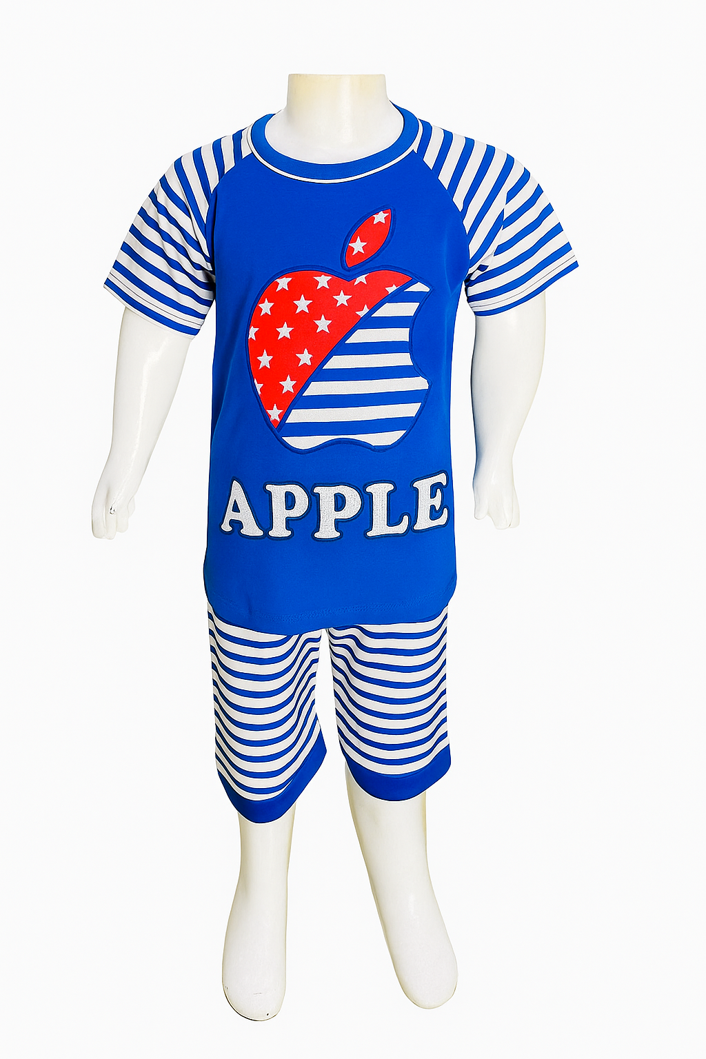 Boys' Stylish Blue T-Shirt & Shorts Set – Soft Malai Jersey Summer Outfit