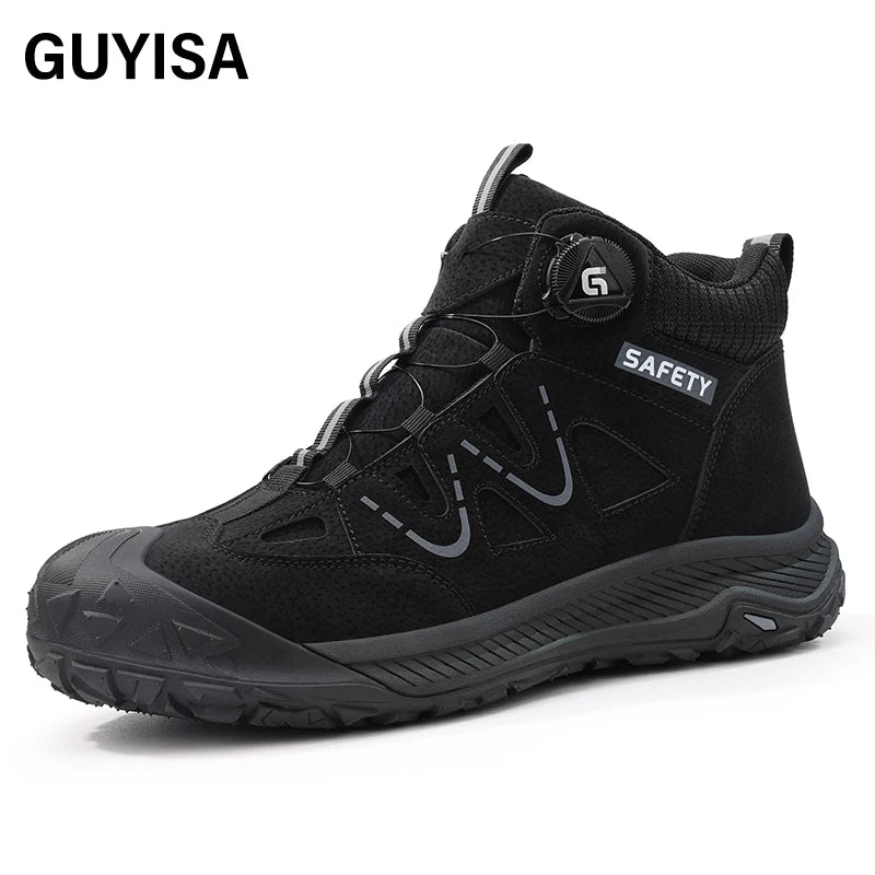 GUYISA Safety Shoes Microfiber Upper Hiking Series Smart Buckle European Standard Steel Toe Safety Boot