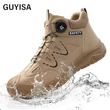 GUYISA Safety Shoes Microfiber Upper Hiking Series Smart Buckle European Standard Steel Toe Safety Boot