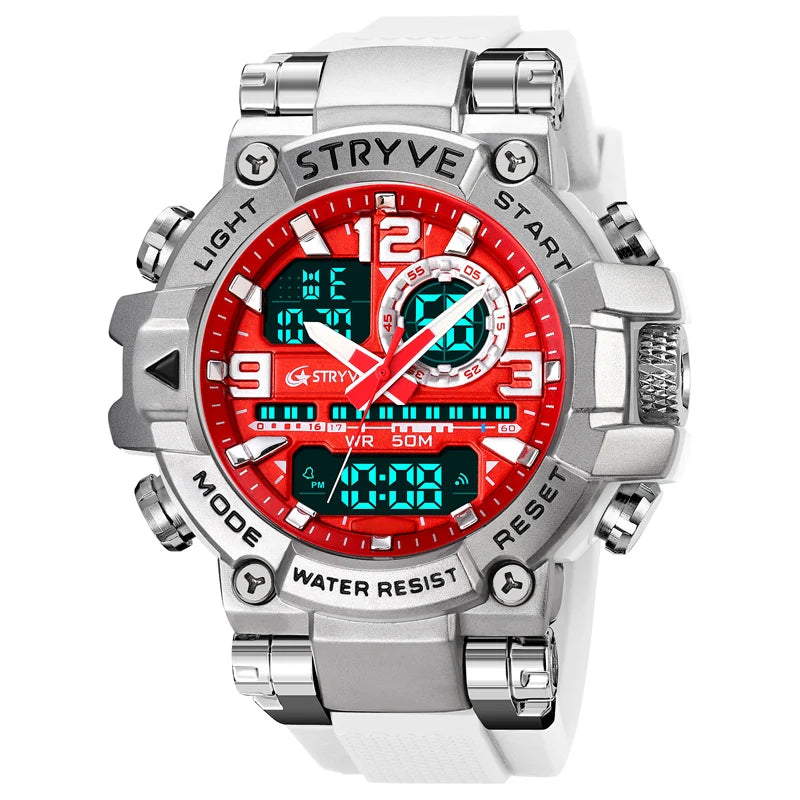 STRYVE Sport Watches Mens 2023 Brand Waterproof Shockproof Dual Display Auto Date Male Digital Watch Wristwatches Reloj