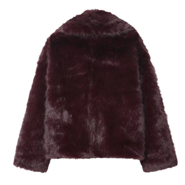 Women 2025 Autumn New Fashion Faux Fur Effect Short Coat Vintage Long Sleeve All-match Casual Female Outerwear Chic Tops