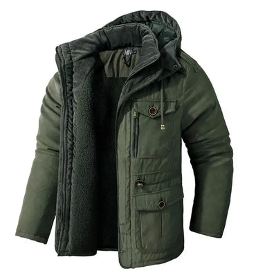 Zeimal Men's Thickened Coat Solid Color Oversized Cotton Jacket Mid Length Casual Lamb Cashmere Jacket