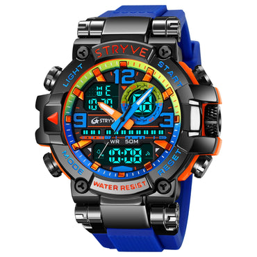 STRYVE Fashion Men's Sport Watches Shock Resistant 50M Waterproof Wristwatch LED Alarm Stopwatch Clock Watches Men 8025