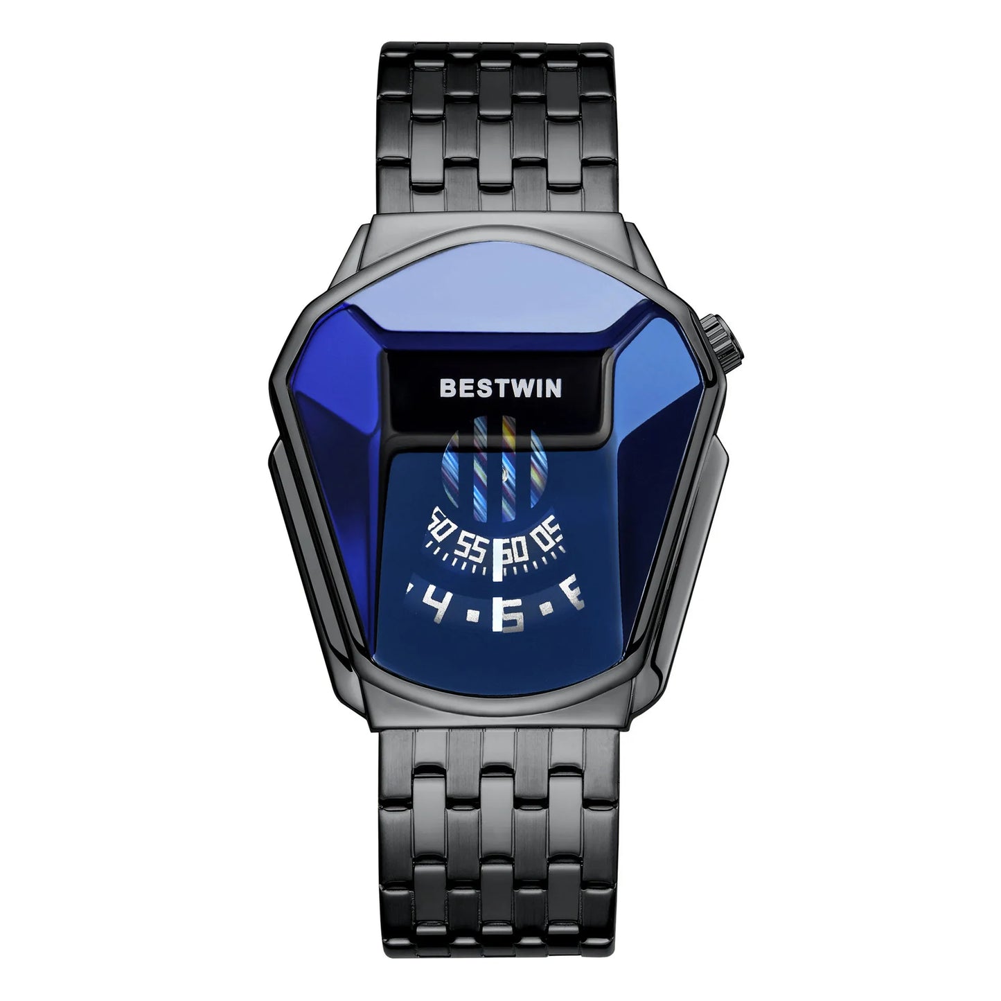 BESTWIN Exclusive Car Shape Engine Stylish Punk Quartz Watches for Men Fashion Stainless Steel Waterproof LED Digital Watch 6615