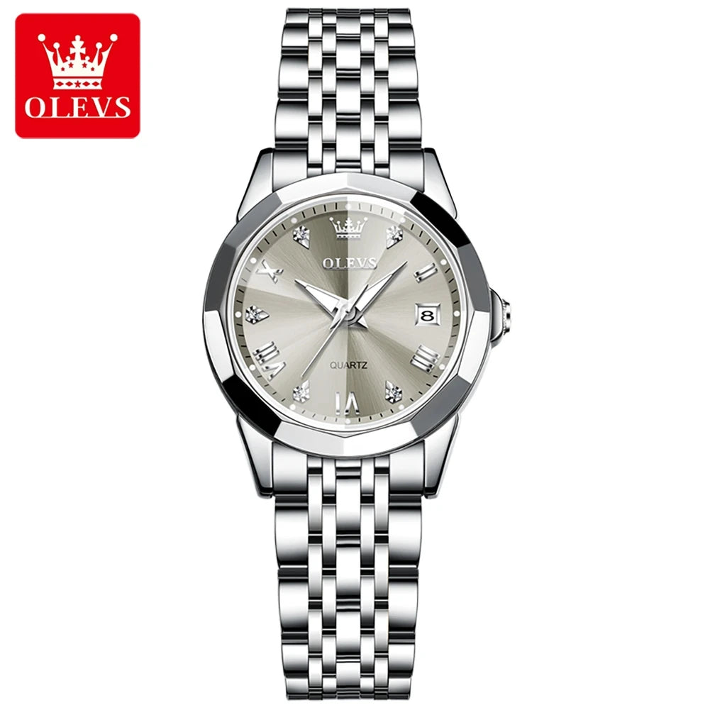 OLEVS 9931 Simple Women Waterproof Stainless Steel Watches Ultra-thin Quartz Watch Waterproof Clock Lady Watch