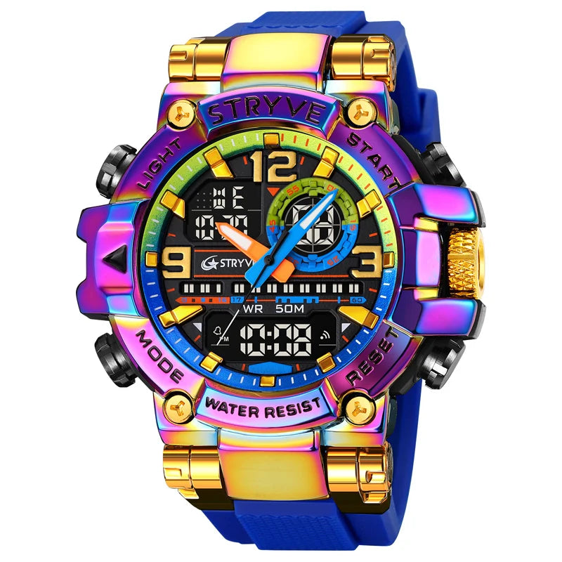 STRYVE Sport Watches Mens 2023 Brand Waterproof Shockproof Dual Display Auto Date Male Digital Watch Wristwatches Reloj