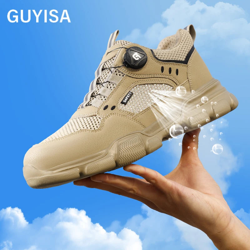 GUYISA Workwear Series Khaki Summer Style European Standard Steel Toe Cap Labor protection Shoes