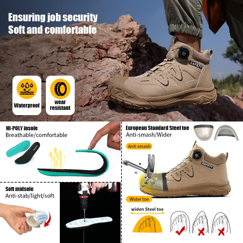 GUYISA  Safety Shoes Microfiber Upper  Hiking Series Smart Buckle  European Standard Steel Toe  Safety Boot