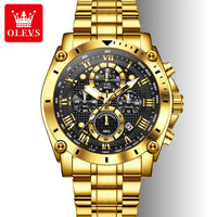 OLEVS 3689 Luxury Oem Odm Original Custom logo Stainless Steel Multi-function Chronograph Moon Phase Sports Quartz Watch for Man