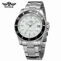 Mechanical Watches Winner Fashion Sport Clock Black Display Luminous Hands Silver Steel Corgeut Men's Automatic Top Brand Luxury