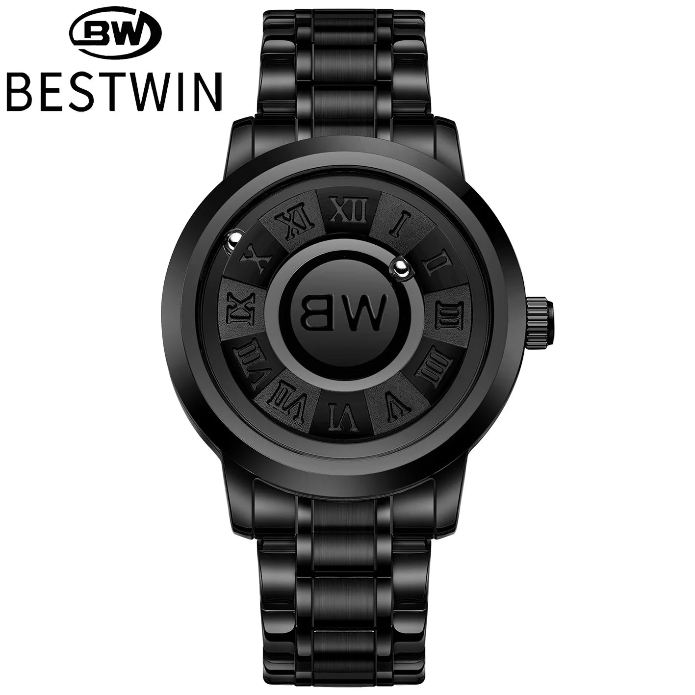 BESTWIN Watch for Men Creative Magnetic Levitation Dial Wrist Watches Luxury Stainless Steel Quartz Wristwatches Montre Homme