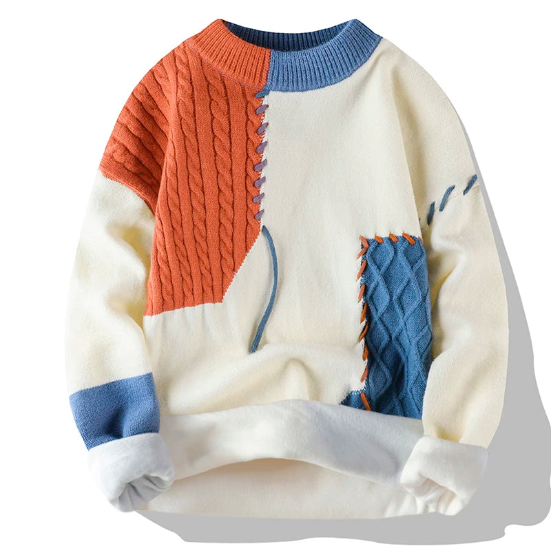 Zeimal Men Loose Fashion Brand Youth Crewneck Sweater  Men's Half Turtleneck Sweater