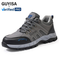 GUYISA Men's High Quality Waterproof Leather Safety Shoes Steel Toe Rubber Sole Safety Shoes