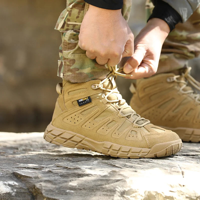 Men's Tactical Boots Waterproof Combat Climbing Hiking Winter Outdoor Shoes with Round Toe for Winter Sports