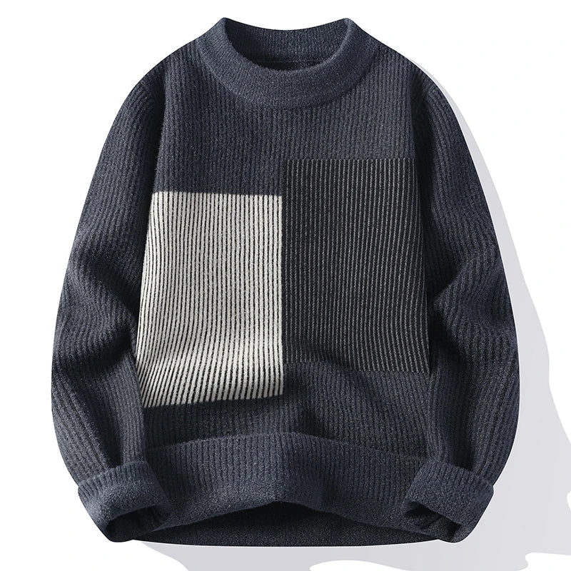 Zeimal Men Loose Fashion Teenage Sweater KD9614  Crewneck Half Turtleneck Handsome Sweater