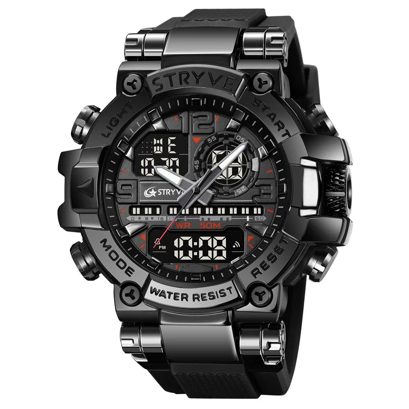 STRYVE Sport Watches Mens 2023 Brand  Waterproof Shockproof Dual Display Auto Date Male Digital Watch Wristwatches Reloj