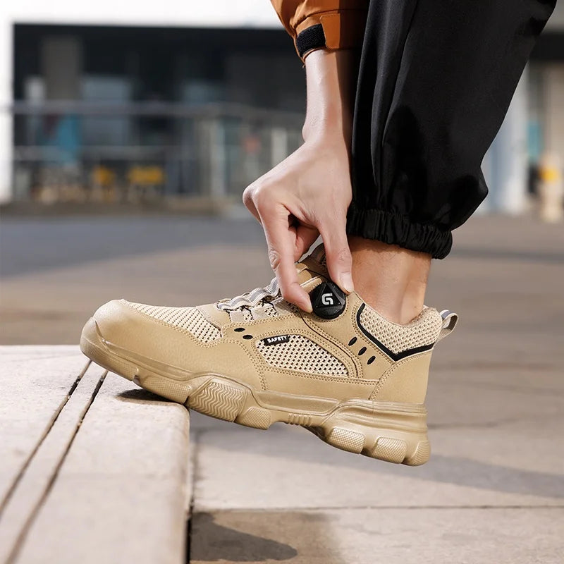 GUYISA Workwear Series Khaki Summer Style European Standard Steel Toe Cap Labor protection Shoes