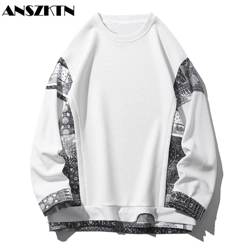 Zeimal Men Spring Winter Velvet Patchwork Plush Thick Sweatshirt Sweater Long Sleeve Hoodie T Shirt Pullover