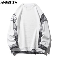 Zeimal Men Spring Winter Velvet Patchwork Plush Thick Sweatshirt Sweater Long Sleeve Hoodie T Shirt Pullover