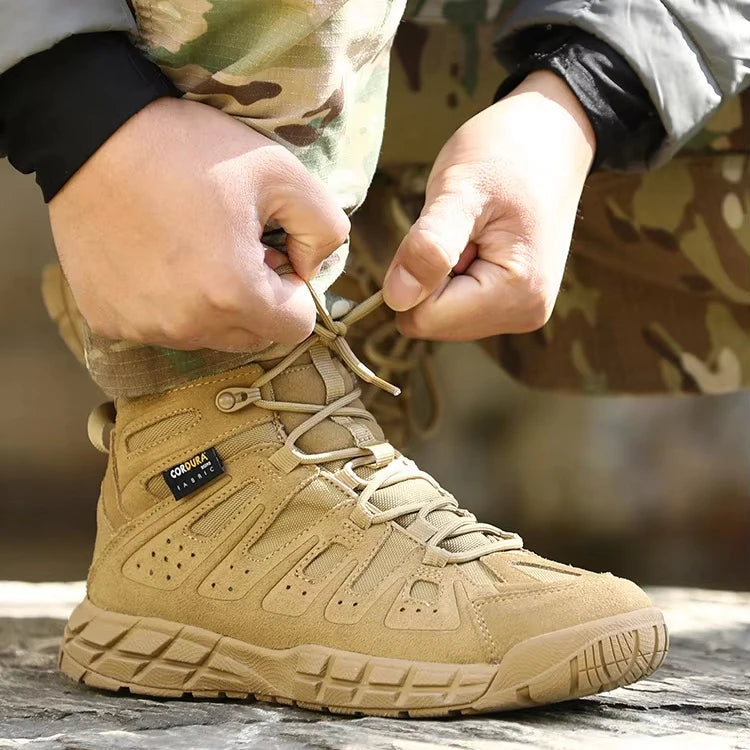 Men's Tactical Boots Waterproof Combat Climbing Hiking Winter Outdoor Shoes with Round Toe for Winter Sports