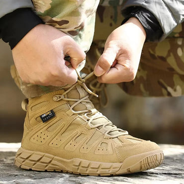 Men's Tactical Boots Waterproof Combat Climbing Hiking Winter Outdoor Shoes with Round Toe for Winter Sports
