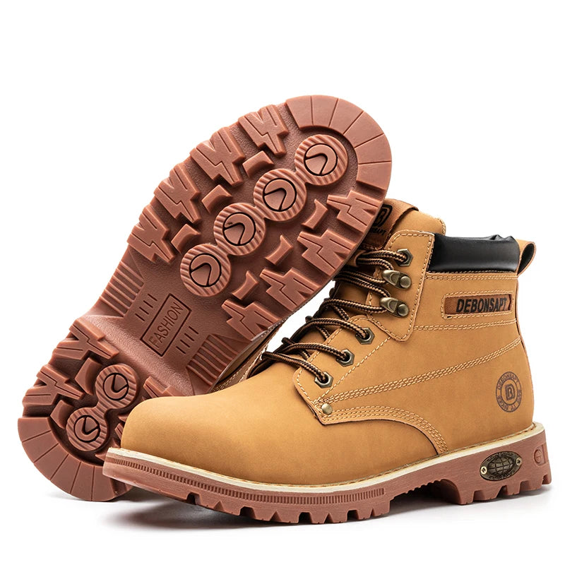 DEBONSAPT New Style Lightweight Pig Leather Steel Toe Men Work  Sneaker Safety Shoes