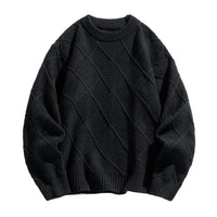 Zeimal Men Lozenge Jacquard Plus Fleece Autumn Winter 2024 New Crewneck Bottom Thickened Warm Sweater