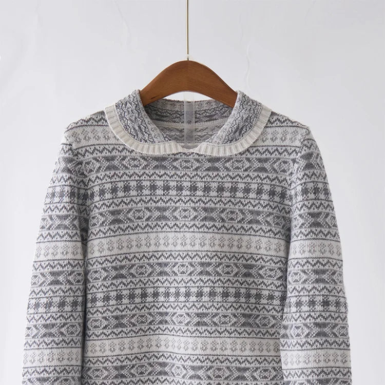 [Customizable] 2025 Autumn and Winter New Jacquard Sweater Elegant Elegant Pullover Vintage Exquisite Women's Clothing