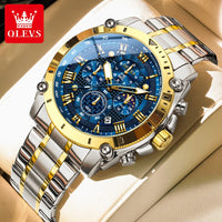 OLEVS 3689 Luxury Oem Odm Original Custom logo Stainless Steel Multi-function Chronograph Moon Phase Sports Quartz Watch for Man