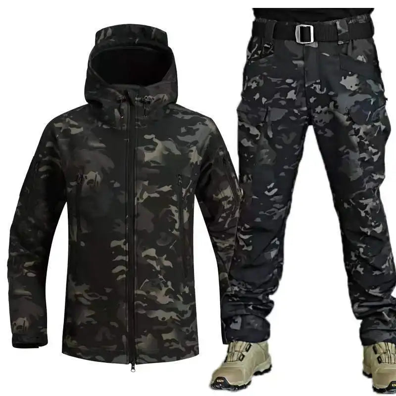 Zeimal Large Size Outdoor Shark Skin Camouflage Plush Jacket Soft Shell Warm-keeping for Autumn Winter RushSuit