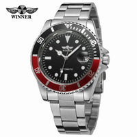 Mechanical Watches Winner Fashion Sport Clock Black Display Luminous Hands Silver Steel Corgeut Men's Automatic Top Brand Luxury