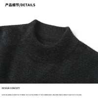 Zeimal New Men's Loose Fashion Youth Sweater Crewneck Half Turtleneck Sweater
