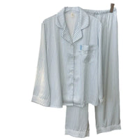 2025 New Breathable Satin Pajamas Women's Striped Long-Sleeved Cardigan Casual Pants Autumn Home Clothes Front for Summer