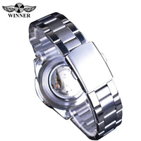 Mechanical Watches Winner Fashion Sport Clock Black Display Luminous Hands Silver Steel Corgeut Men's Automatic Top Brand Luxury
