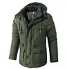 Zeimal Men's Thickened Coat Solid Color Oversized Cotton Jacket Mid Length Casual Lamb Cashmere Jacket