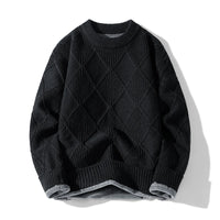 Zeimal Men Lozenge Jacquard Plus Fleece Autumn Winter 2024 New Crewneck Bottom Thickened Warm Sweater