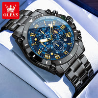 OLEVS 3689 Luxury Oem Odm Original Custom logo Stainless Steel Multi-function Chronograph Moon Phase Sports Quartz Watch for Man