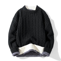 Zeimal Men Thickened Warm Burlap Long-sleeved Pullover Casual Loose Sweater