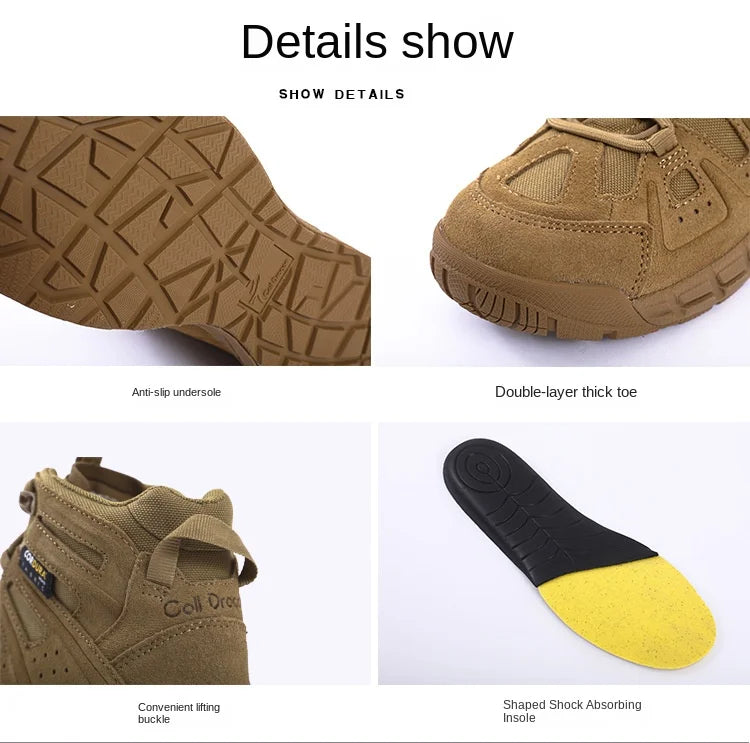 Men's Tactical Boots Waterproof Combat Climbing Hiking Winter Outdoor Shoes with Round Toe for Winter Sports