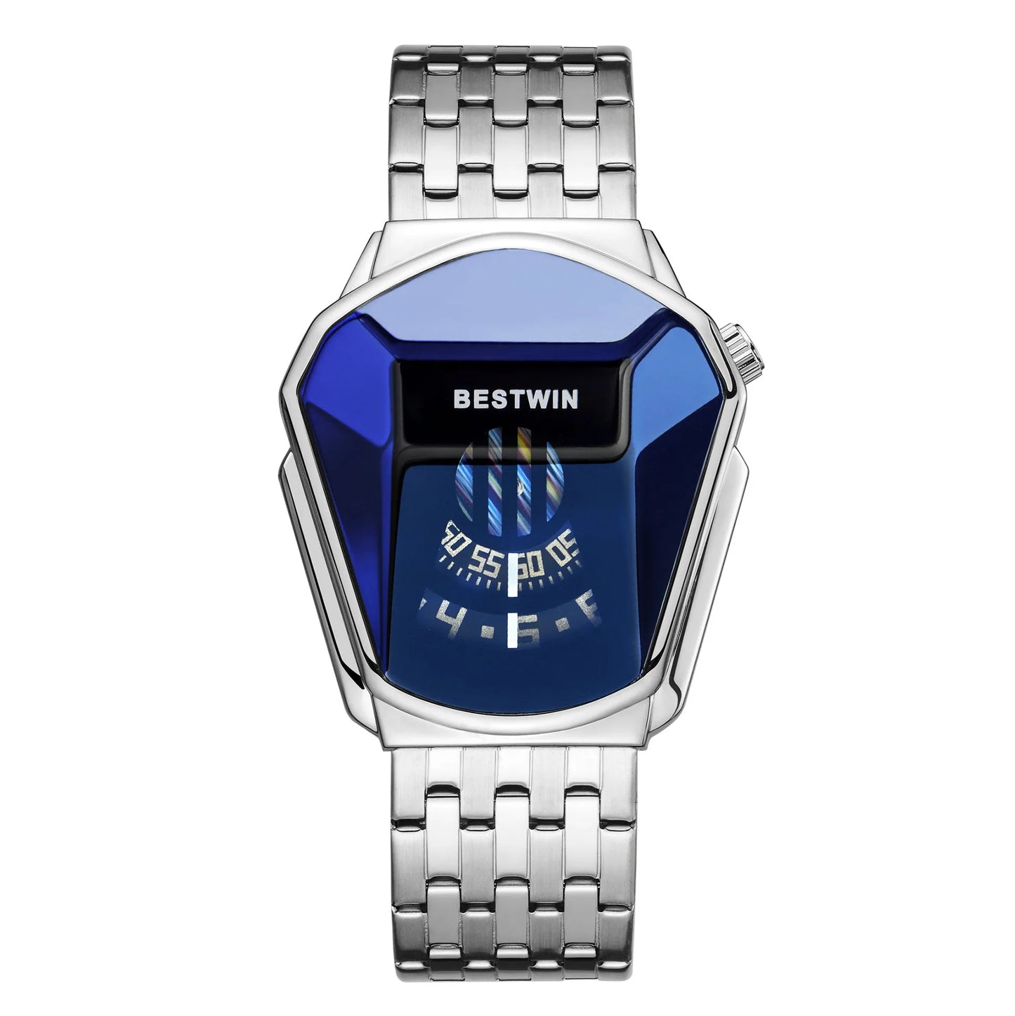 BESTWIN Exclusive Car Shape Engine Stylish Punk Quartz Watches for Men Fashion Stainless Steel Waterproof LED Digital Watch 6615