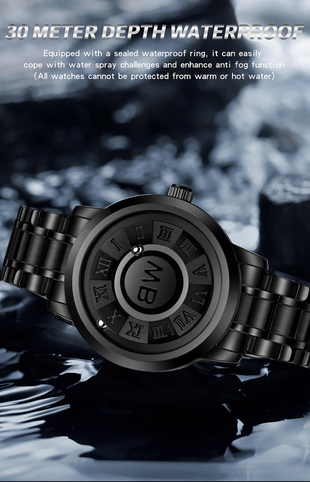 BESTWIN Watch for Men Creative Magnetic Levitation Dial Wrist Watches Luxury Stainless Steel Quartz Wristwatches Montre Homme