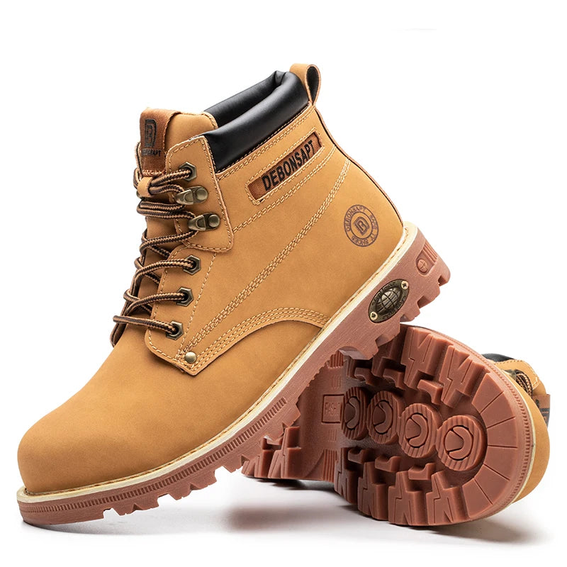 DEBONSAPT New Style Lightweight Pig Leather Steel Toe Men Work  Sneaker Safety Shoes