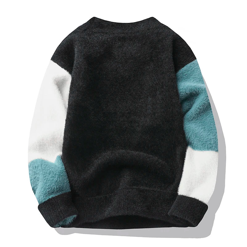 Zeimal New Men's Loose Fashion Youth Sweater Crewneck Half Turtleneck Sweater