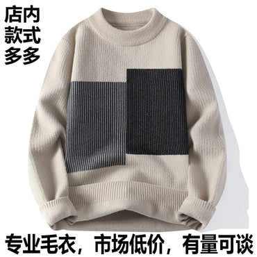 Zeimal Men Loose Fashion Teenage Sweater KD9614  Crewneck Half Turtleneck Handsome Sweater
