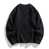 Zeimal Men Lozenge Jacquard Plus Fleece Autumn Winter 2024 New Crewneck Bottom Thickened Warm Sweater