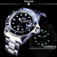 Mechanical Watches Winner Fashion Sport Clock Black Display Luminous Hands Silver Steel Corgeut Men's Automatic Top Brand Luxury