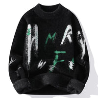 Zeimal Men Loose Fashion Adolescent Sweater Crewneck Half Turtleneck Sweater