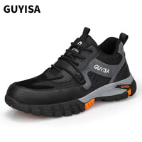 GUYISA Men's High Quality Waterproof Leather Safety Shoes Steel Toe Rubber Sole Safety Shoes
