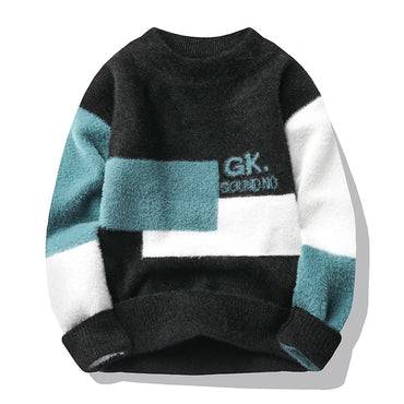 Zeimal New Men's Loose Fashion Youth Sweater Crewneck Half Turtleneck Sweater